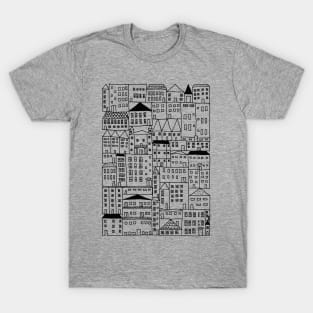 Cityscape Doodle Drawing, City Girl Gift Idea T-Shirt